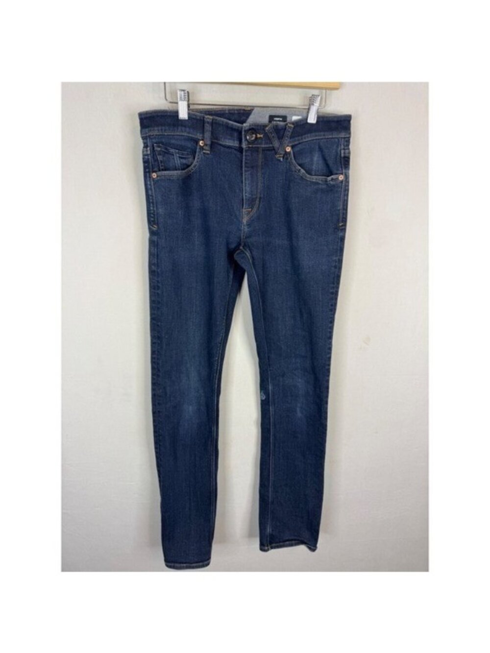 Volcom Vorta Slim Straight Jeans Mens 31X32 Dark Wash Denim Pants A1931501